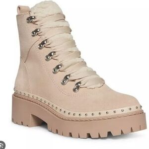 Steve Madden Beige Lace-Up Boots